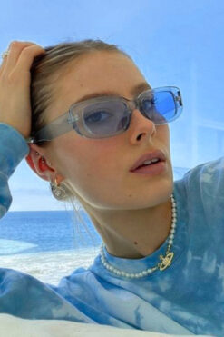 Mathilda Aksesuar Vintage Şeffaf Mavi Güneş Gözlüğü