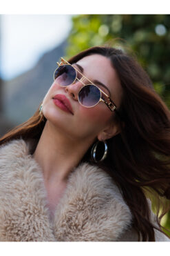 Angel Eyes Tarz Gözlüğü Gold Oval Detaylı Çerçeve Siyah Cam