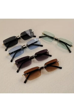 yordama Retro Dikdörtgen Çerçevesiz Güneş Gözlüğü Unisex 2026 (Siyah/Gri/Yeşil/Kahverengi/Mavi)