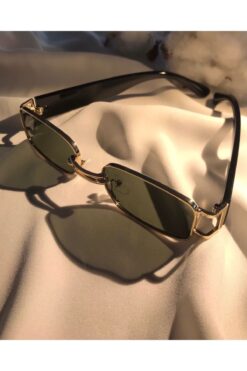 GEBBS STORE Dikdörtgen Gold Çerçeveli Retro Vintage Güneş Gözlüğü