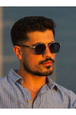 Angel Eyes Gold Siyah Çerçeve Siyah Cam Erkek Güneş Gözlüğü Uv400 Korumalı