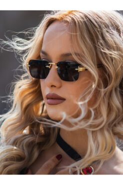 Angel Eyes Dikdörtgen Tasarım Gold Siyah Asetat Çerçeve Siyah Cam Unisex Güneş Gözlüğü DB7116 David Bckhm