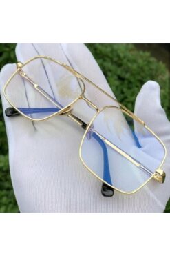BLUE MOON GLASSES Reynmen Model Şeffaf Cam Gold Çerçeveli Uv400 Korumalı Pilot Güneş Gözlüğü
