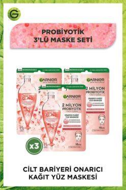 Garnier 2 Milyon Probiyotik Onarıcı Kağıt Yüz Maskesi 22 gr X 3 Adet