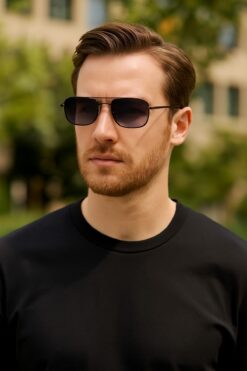 Daniel Klein Gri Camlı Siyah Metal Çerçeve Polarize Erkek Güneş Gözlüğü