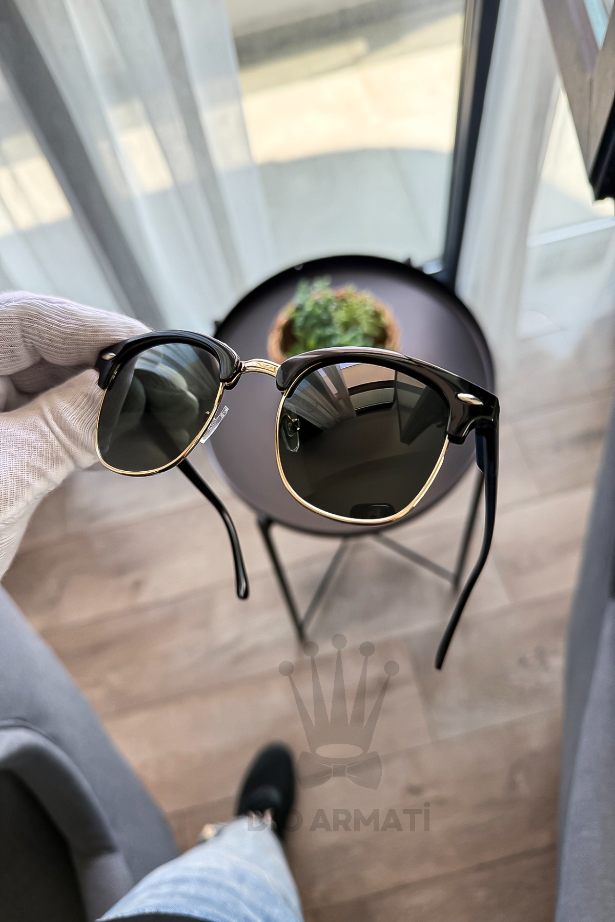 Dio Armati Güneş Gözlüğü Kadın & Erkek Uv400 Cam Ce Belgeli Bej Unisex Model-58 - Görsel 2