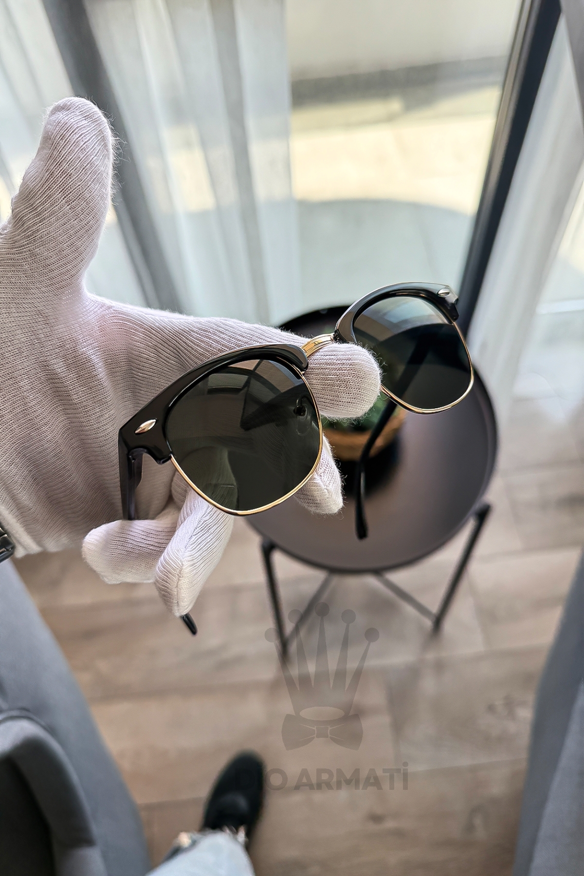 Dio Armati Güneş Gözlüğü Kadın & Erkek Uv400 Cam Ce Belgeli Bej Unisex Model-58 - Görsel 3