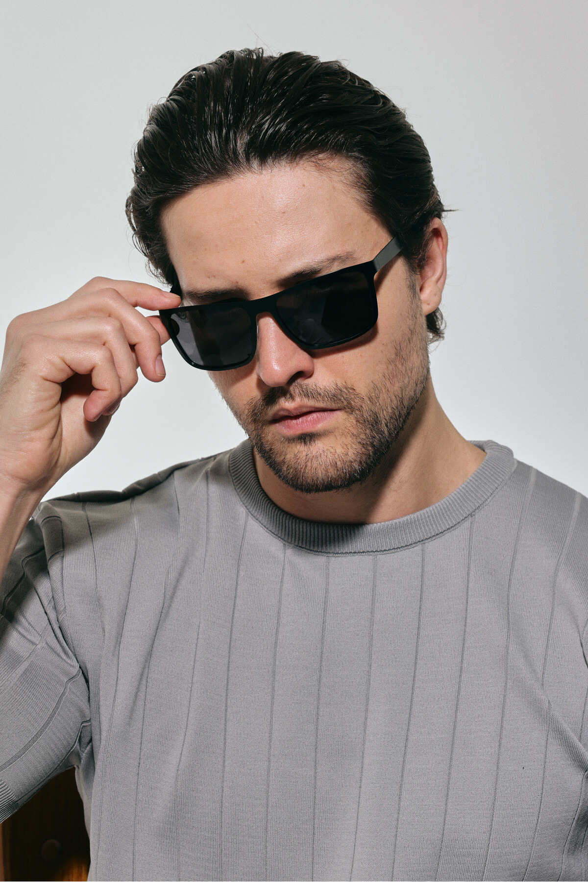 Polo Hill Erkek Siyah Polarize Camlı Metal Dikdörtgen Güneş Gözlüğü