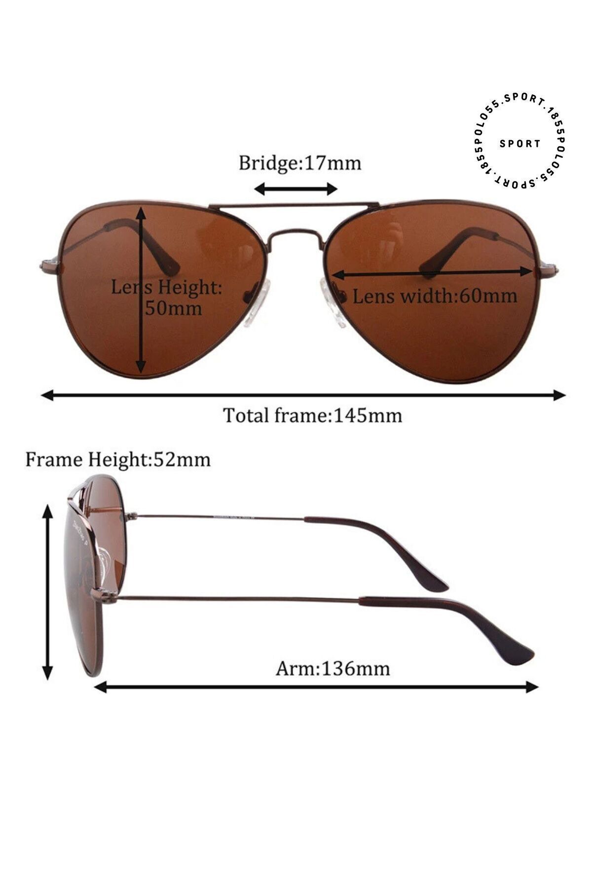 Polo55 Polarize Aviator Damla Gold-Kahverengi Erkek Güneş Gözlüğü - Görsel 2