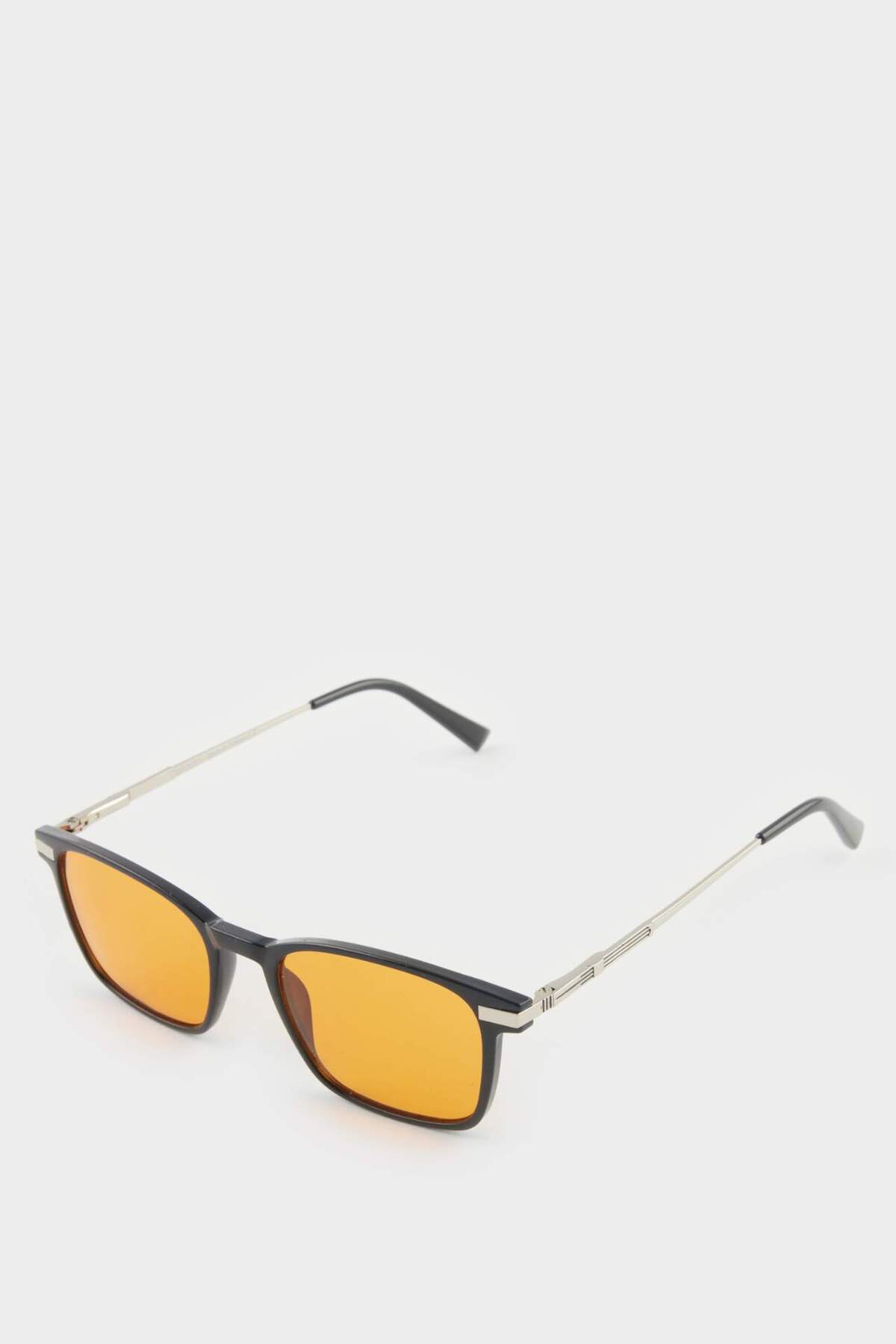 DeFacto Erkek Klasik Kare Siyah Metal Çerçeve Turuncu Cam UV Güneş Gözlüğü F0581AXNS - Görsel 2