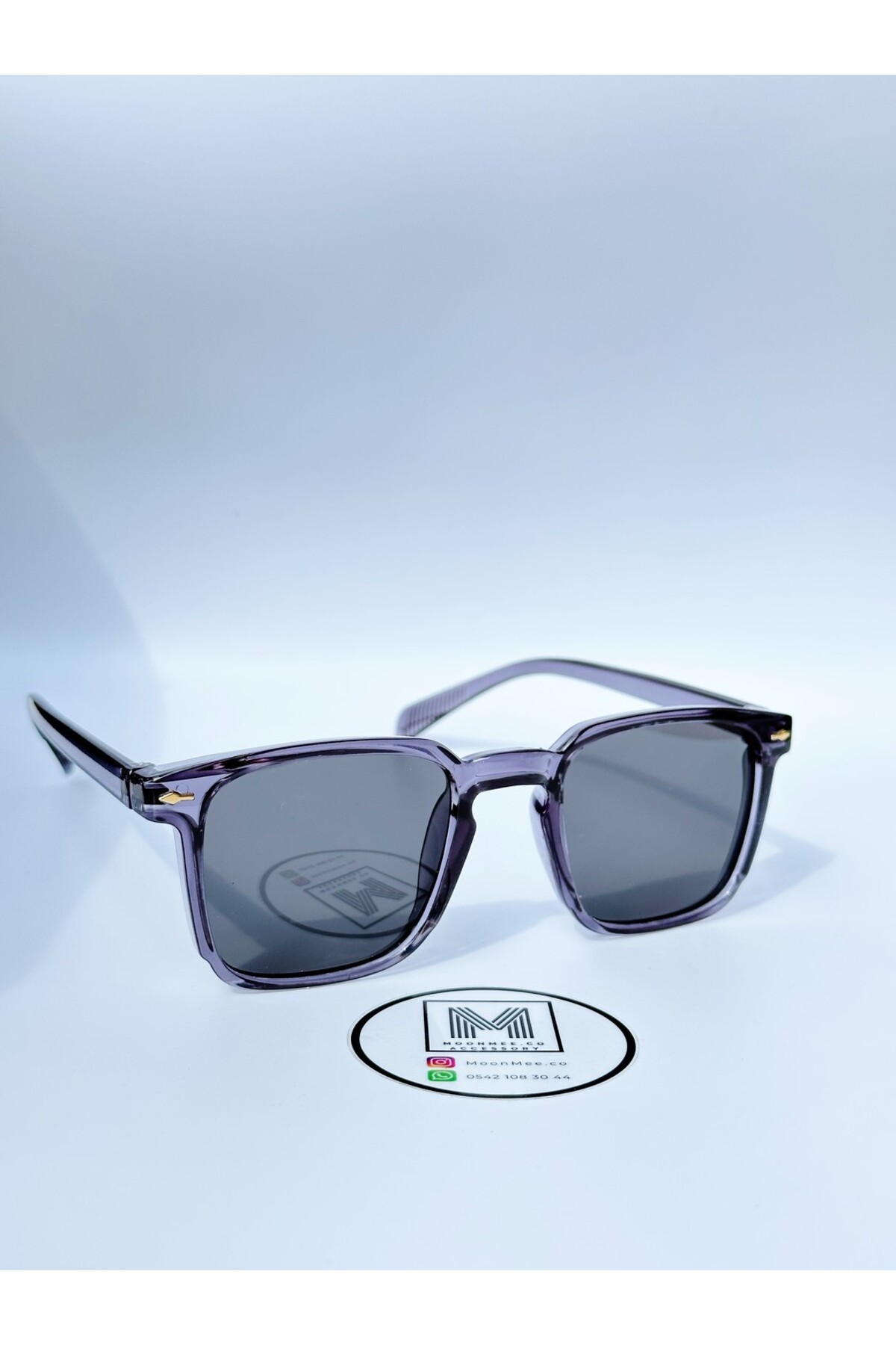 MOONMEE Moon Güneş Gözlüğü - Unisex Güneş Gözlüğü Mor Şeffaf UV400 Korumalı