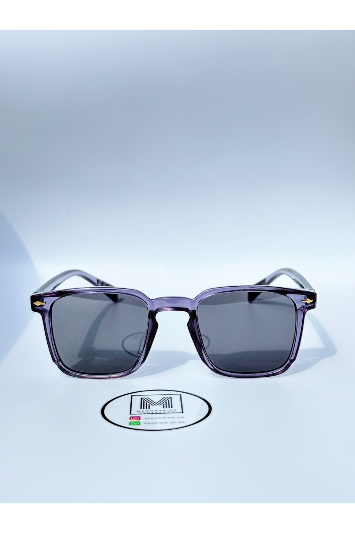 MOONMEE Moon Güneş Gözlüğü - Unisex Güneş Gözlüğü Mor Şeffaf UV400 Korumalı - Görsel 2
