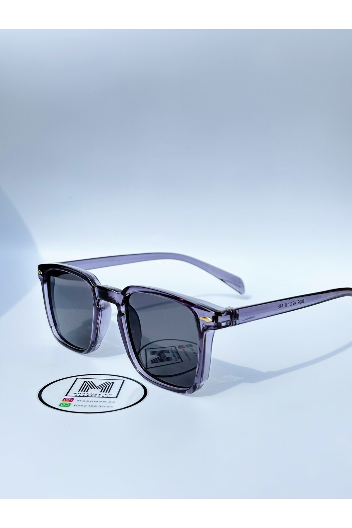 MOONMEE Moon Güneş Gözlüğü - Unisex Güneş Gözlüğü Mor Şeffaf UV400 Korumalı - Görsel 3