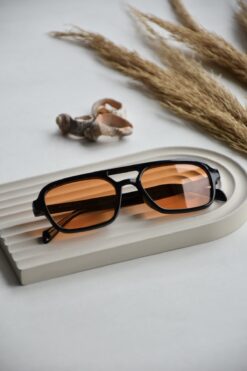 LOOKUP Unısex Retro Çift Köprü Turuncu Cam Kadın Erkek Güneş Gözlüğü (53/19/140)