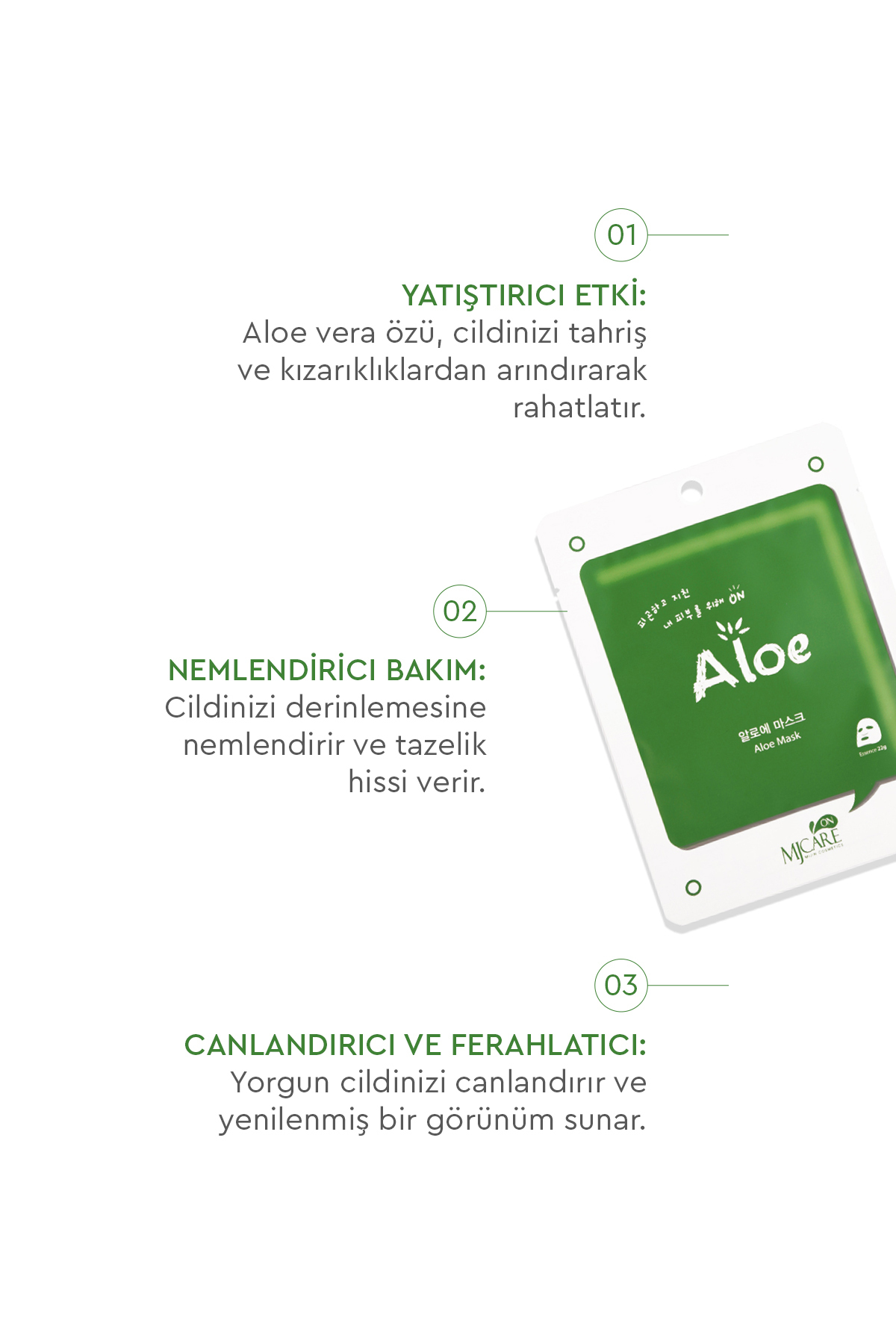 Mjcare On Aloe Mask - Aloe Vera Özlü Yüz Maskesi 10'lu - Görsel 2