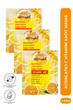 Dermokil Aydınlatıcı C Vitaminli Kağıt Yüz Maskesi 20 ml x 3 Adet