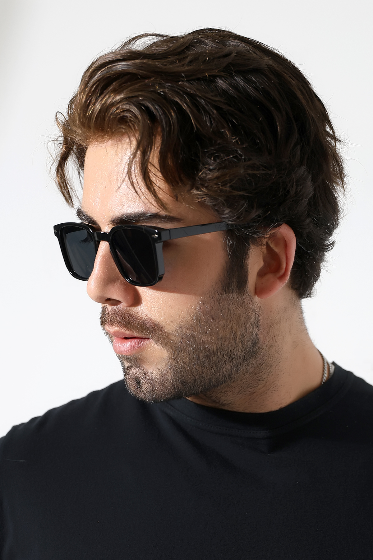 Lozzo Unisex Kare Siyah UV400 Güneş Gözlüğü 23043 C2 E - Görsel 3