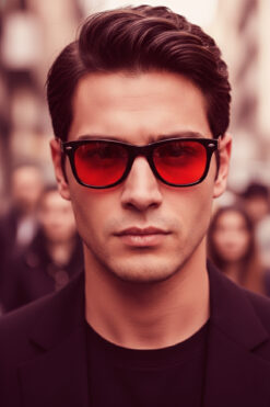 GlimmerGroove ÖZEL TASARIM UYKUCU GÖZLÜĞÜ SİYAH KIRMIZI CAM WAYFARER POPÜLER UNİSEX