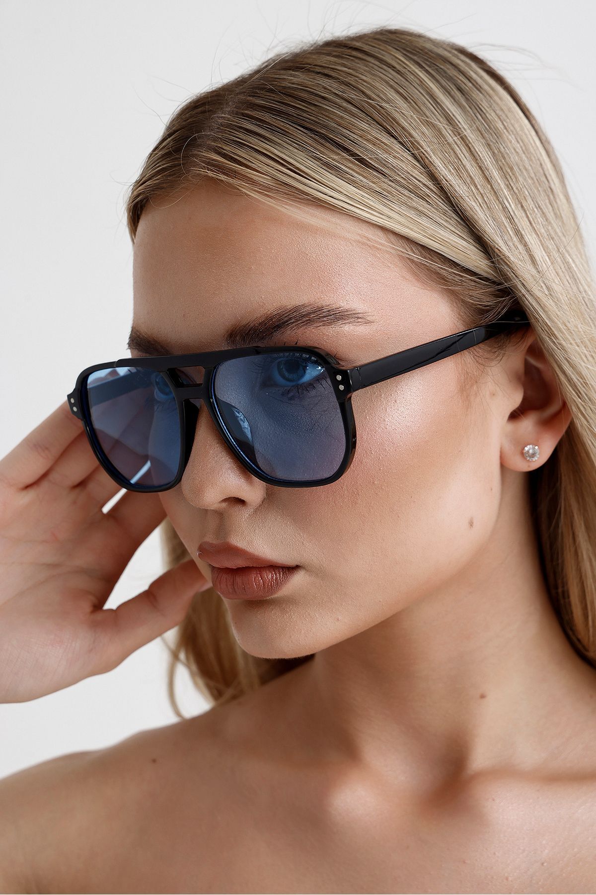 KAMPANİX Yeni Sezon Trend Model Mavi Camlı Unısex Güneş Gözlüğü - Görsel 2