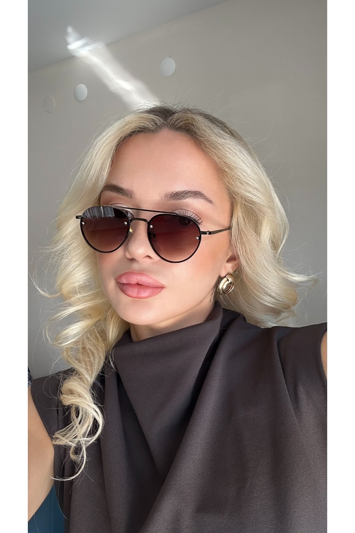 Angel Eyes Damla Tasarım Kahverengi Çerçeve Kahverengi Cam Unisex Güneş Gözlüğü