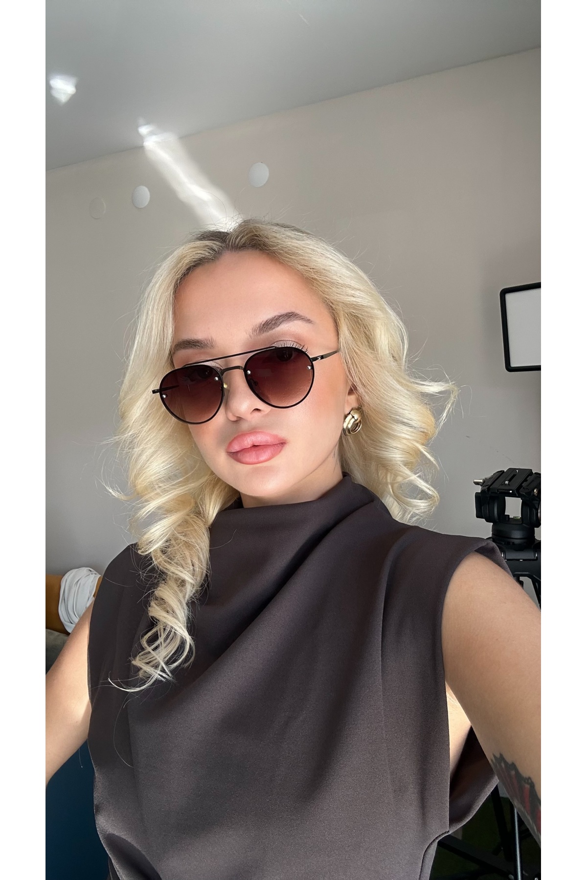 Angel Eyes Damla Tasarım Kahverengi Çerçeve Kahverengi Cam Unisex Güneş Gözlüğü - Görsel 2