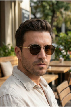 TARSS Harley Gold Metal Erkek Güneş Gözlüğü Geometrik Tasarım | UV400