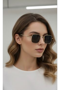 SADEN AKSESUAR Nysa Minimal İnce Çerçeveli Siyah Dikdörtgen Unisex Güneş Gözlüğü – UV400 Koruma