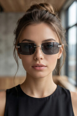 Kapin Aria Çerçevesiz Dikdörtgen Tasarım Unisex Güneş Gözlüğü - Mavi Cam