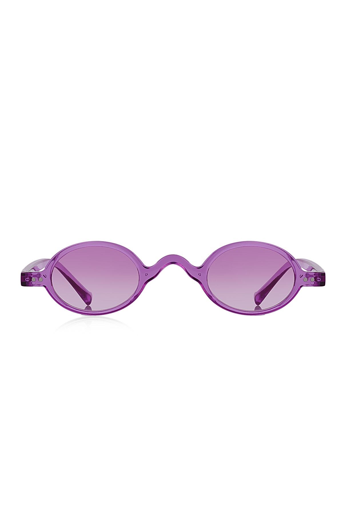 Kinary Yuvarlak Unisex Güneş Gözlüğü Transparan Mor 1028 - Görsel 2