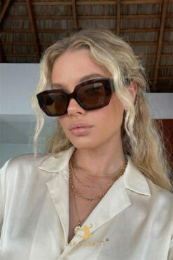 MACERATİ Lua Big Kahverengi Unisex Geometrik UV400 Filtreli Güneş Gözlüğü