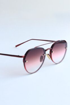 LOOKUP NEW Mary Metal Mat Oval Pilot Kırmızı Degrade Cam Uv400 Unisex Güneş Gözlüğü