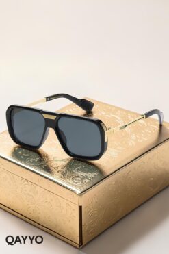 QAYYO Accessories Guus Siyah Uv400 Korumalı Gold Detaylı Ultra Hafif Unisex Güneş Gözlüğü