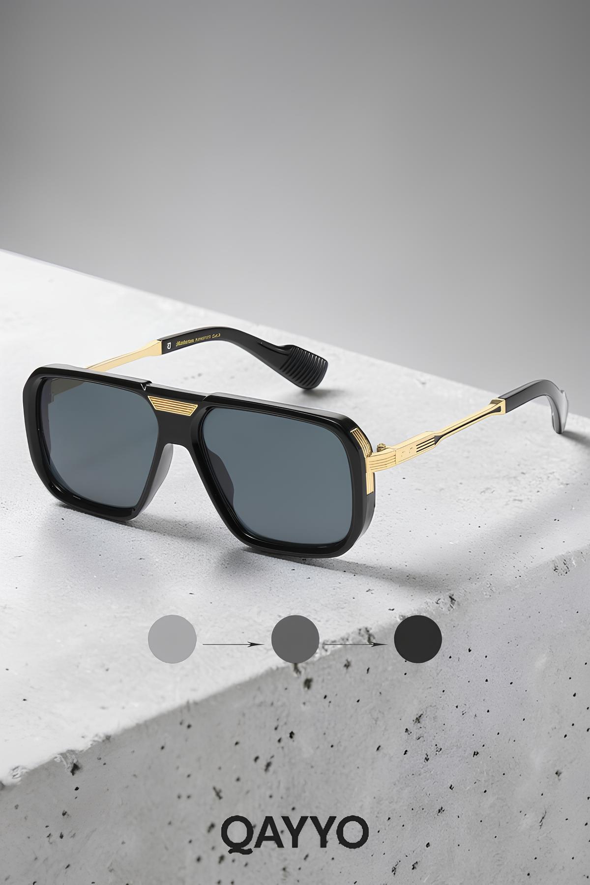 QAYYO Accessories Guus Siyah Uv400 Korumalı Gold Detaylı Ultra Hafif Unisex Güneş Gözlüğü - Görsel 3