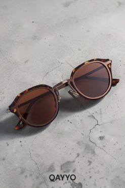 QAYYO Accessories Firoz Leopar Kahverengi Metal Uv400 Korumalı Ultra Hafif Kadın Güneş Gözlüğü