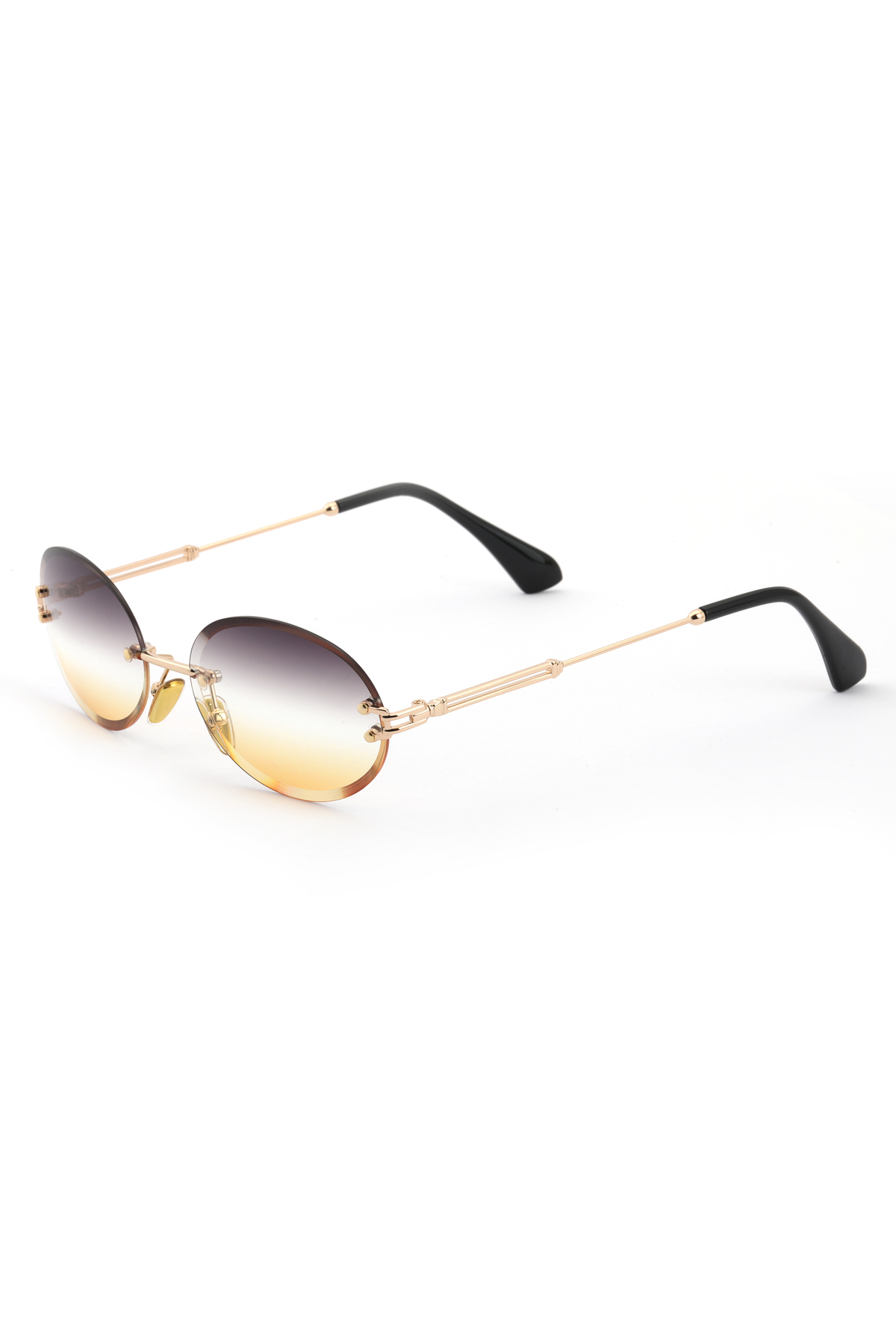 Angel Eyes Çerçevesiz Degrade Siyah-Sarı Cam Güneş Gözlüğü,