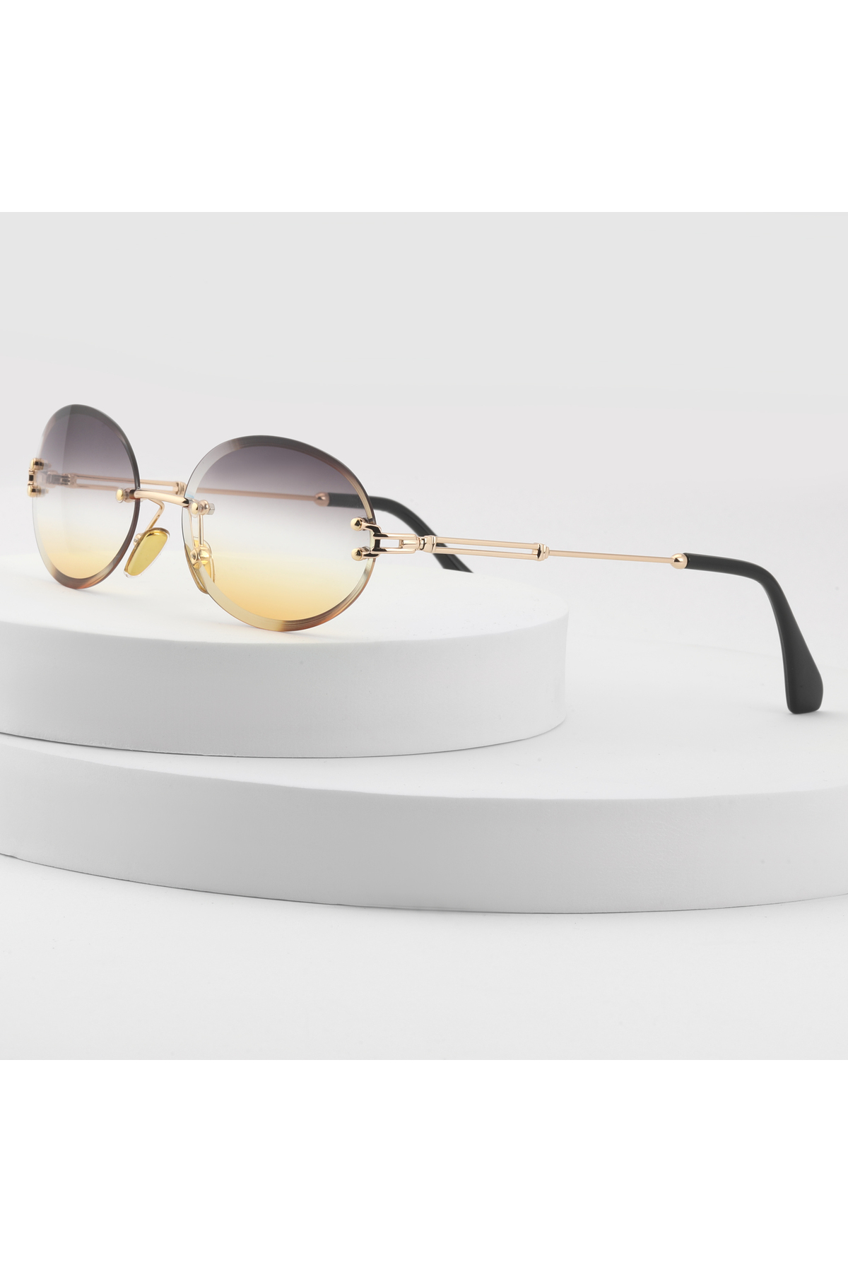 Angel Eyes Çerçevesiz Degrade Siyah-Sarı Cam Güneş Gözlüğü, - Görsel 3