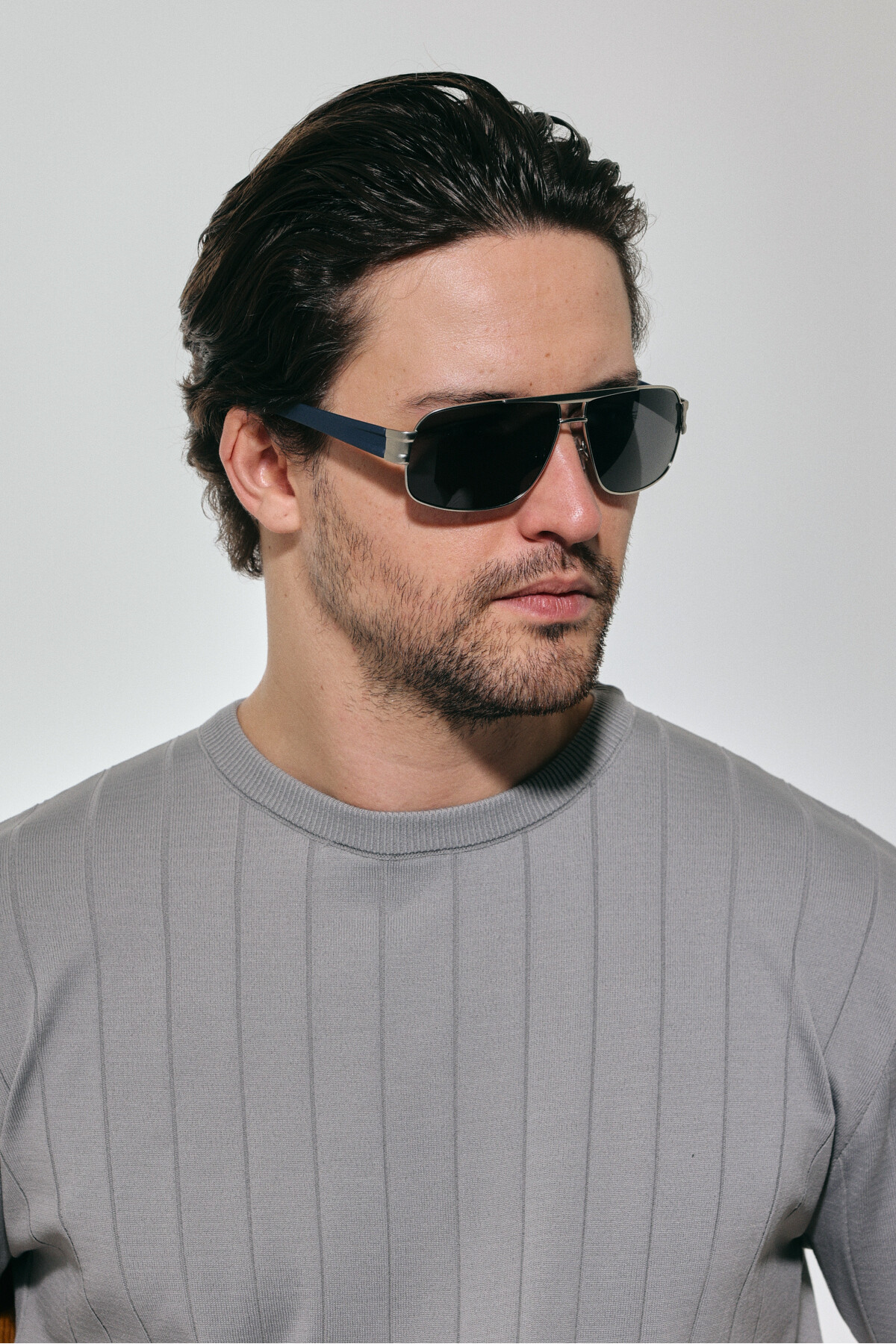 Polo Hill Erkek Siyah Organik Polarize (UV) Cam Çelik Kapalı Çerçeve Tasarım Güneş Gözlüğü AEP1819 03 65-11 - Görsel 2