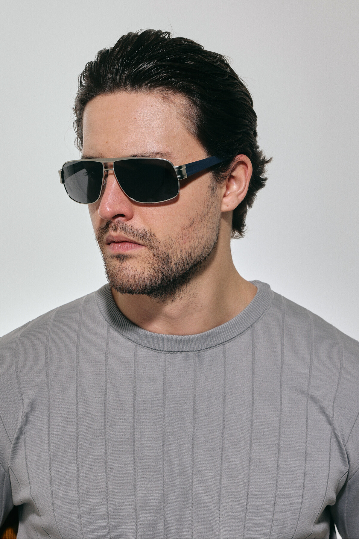 Polo Hill Erkek Siyah Organik Polarize (UV) Cam Çelik Kapalı Çerçeve Tasarım Güneş Gözlüğü AEP1819 03 65-11 - Görsel 3