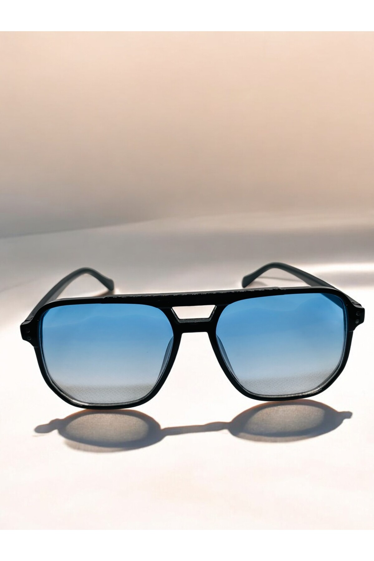 MİSE Mavi renkli cam unisex güneş gözlüğü yeni sezon - Görsel 2