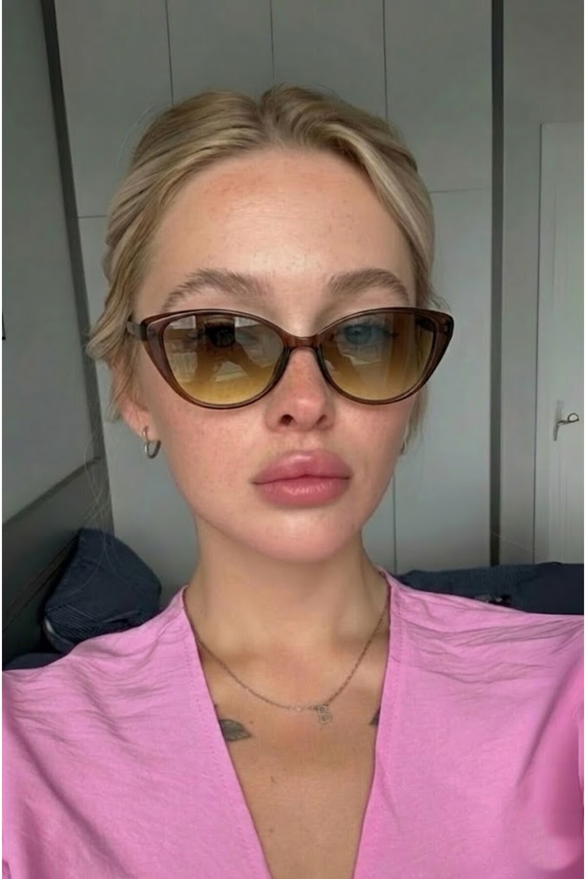 BluePepper Karga | Güneş Gözlüğü Kahve Çerçeve Kahve Cam Renk Cateye Model 52 Ekartman