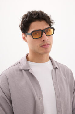 Chunky Frame Abel Unisex Yeni Sezon Ultra Hafif Turuncu UV400 Dikdörtgen Plastik Çerçeveli Güneş Gözlüğü