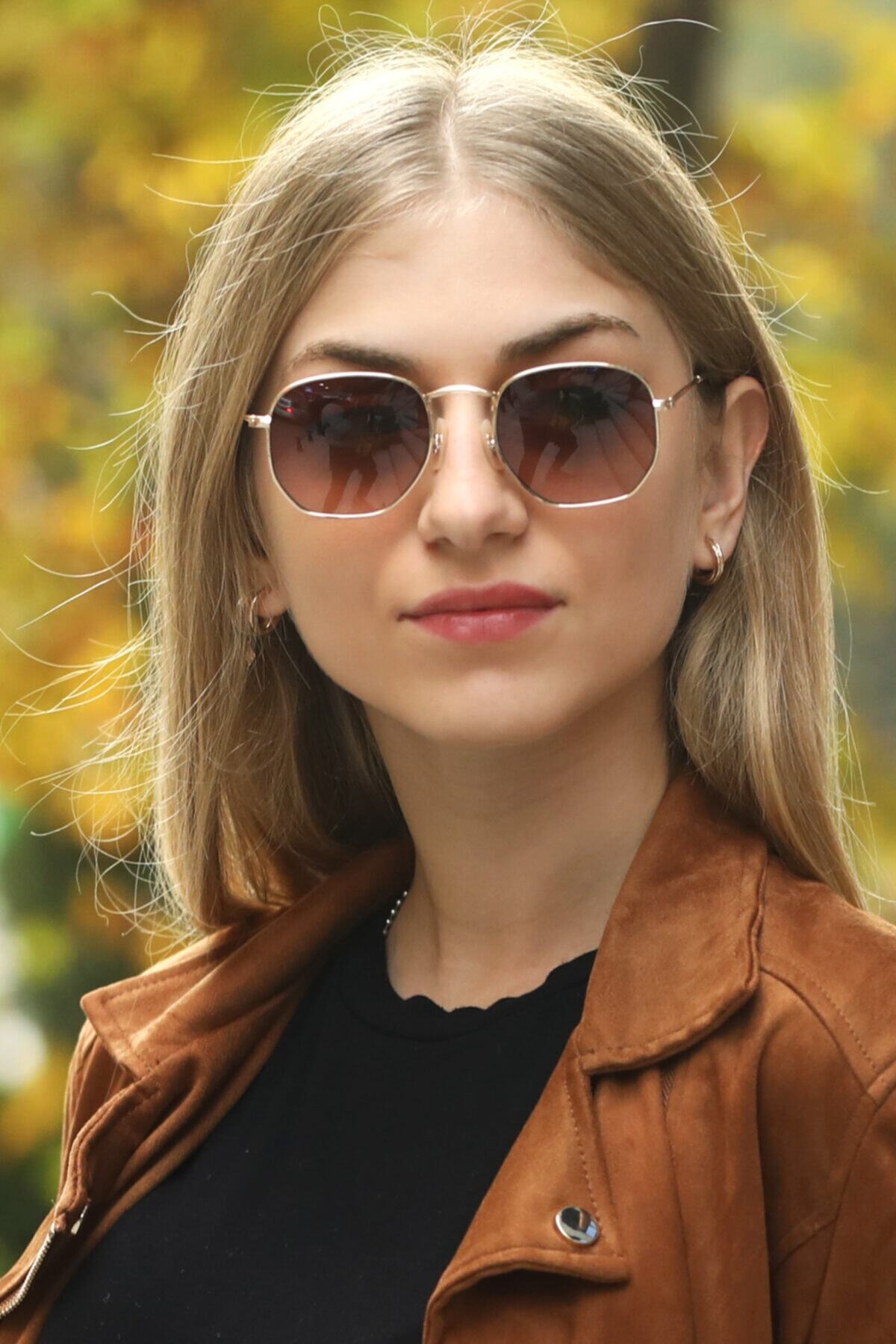 Babafiyatlar Beşgen Classic Degrade Kahve Unisex Güneş Gözlüğü - Görsel 3