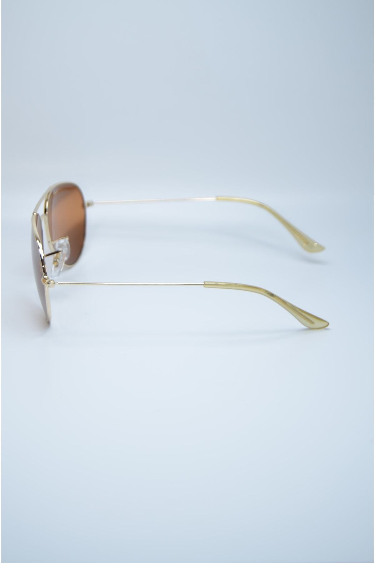 Betül Optik Unisex Gold Metal Çerçeveli Kahverengi Damla Güneş Gözlüğü - Görsel 2
