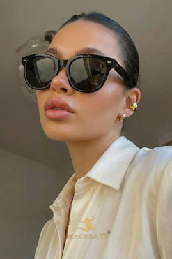 MACERATİ Ovallıs Unısex Siyah Oval Çerçeve Güneş Gözlüğü