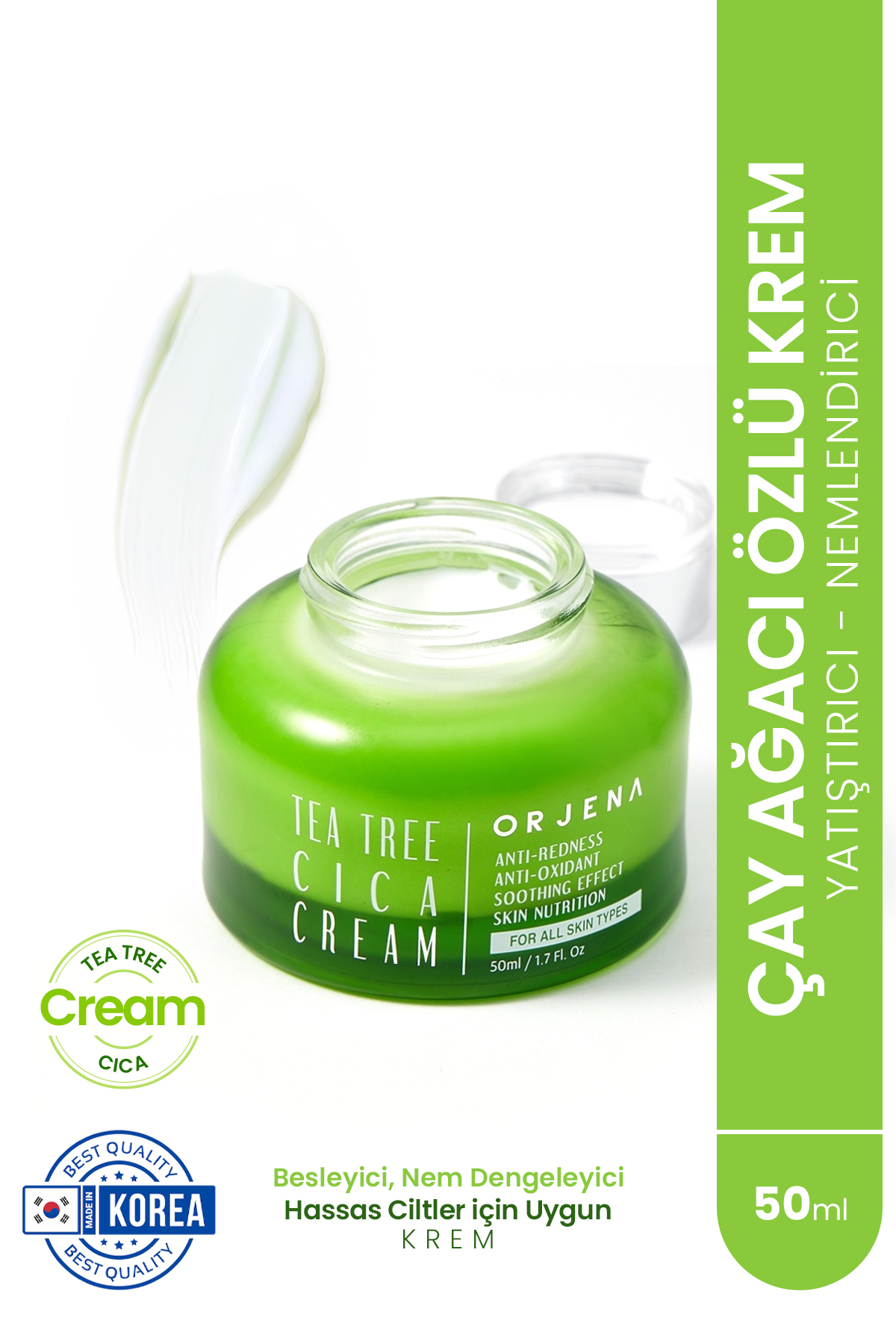 Orjena Tea Tree Cica Cream- Çay Ağacı Yatıştırıcı Ve Nemlendirici Krem-50ml