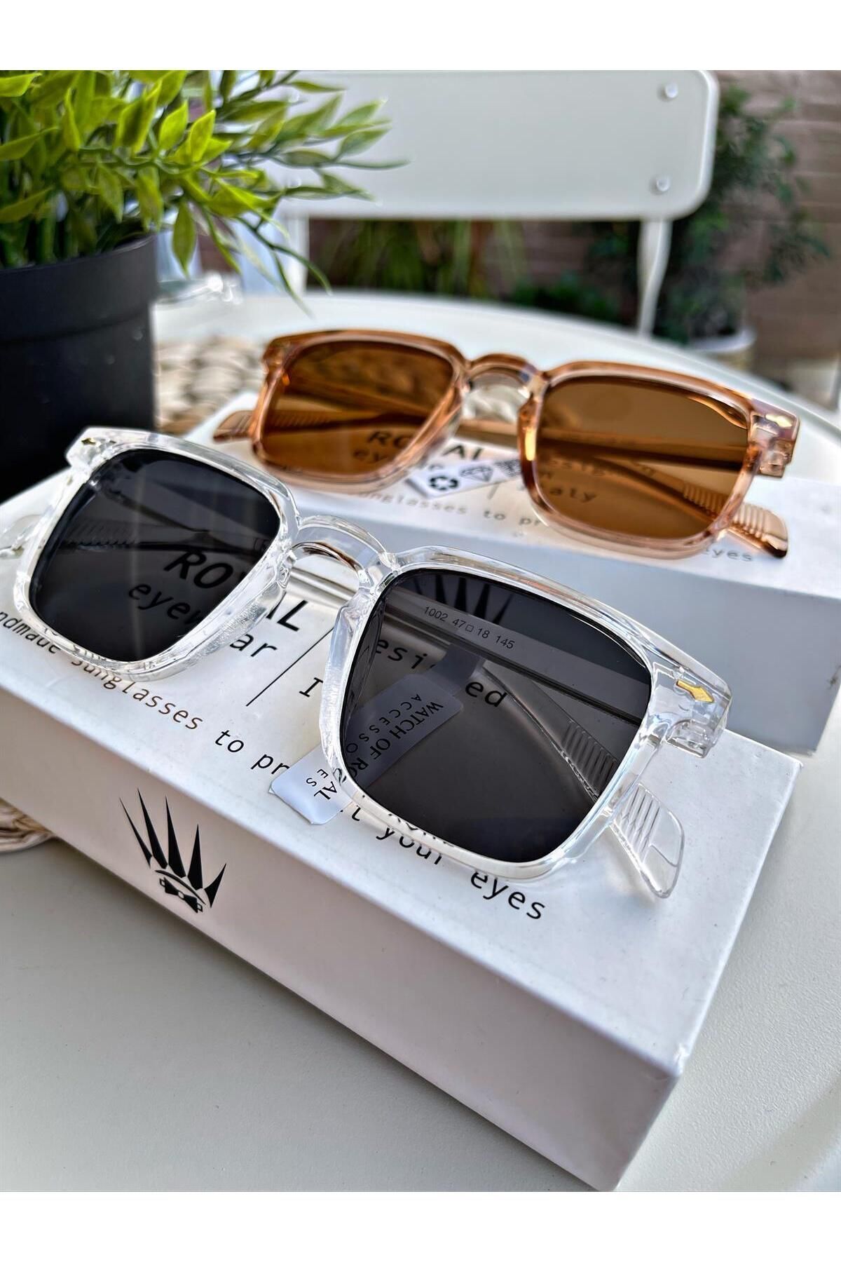 WATCHOFROYAL İkili Set Vintage Transparan Gri-rose Güneş Gözlüğü Kadın Güneş Gözlüğü Erkek Güneş Gözlüğü Uv-400 C - Görsel 2