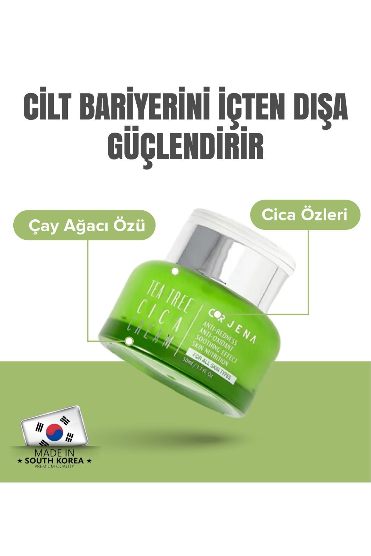 Orjena Tea Tree Cica Cream- Çay Ağacı Yatıştırıcı Ve Nemlendirici Krem-50ml - Görsel 3
