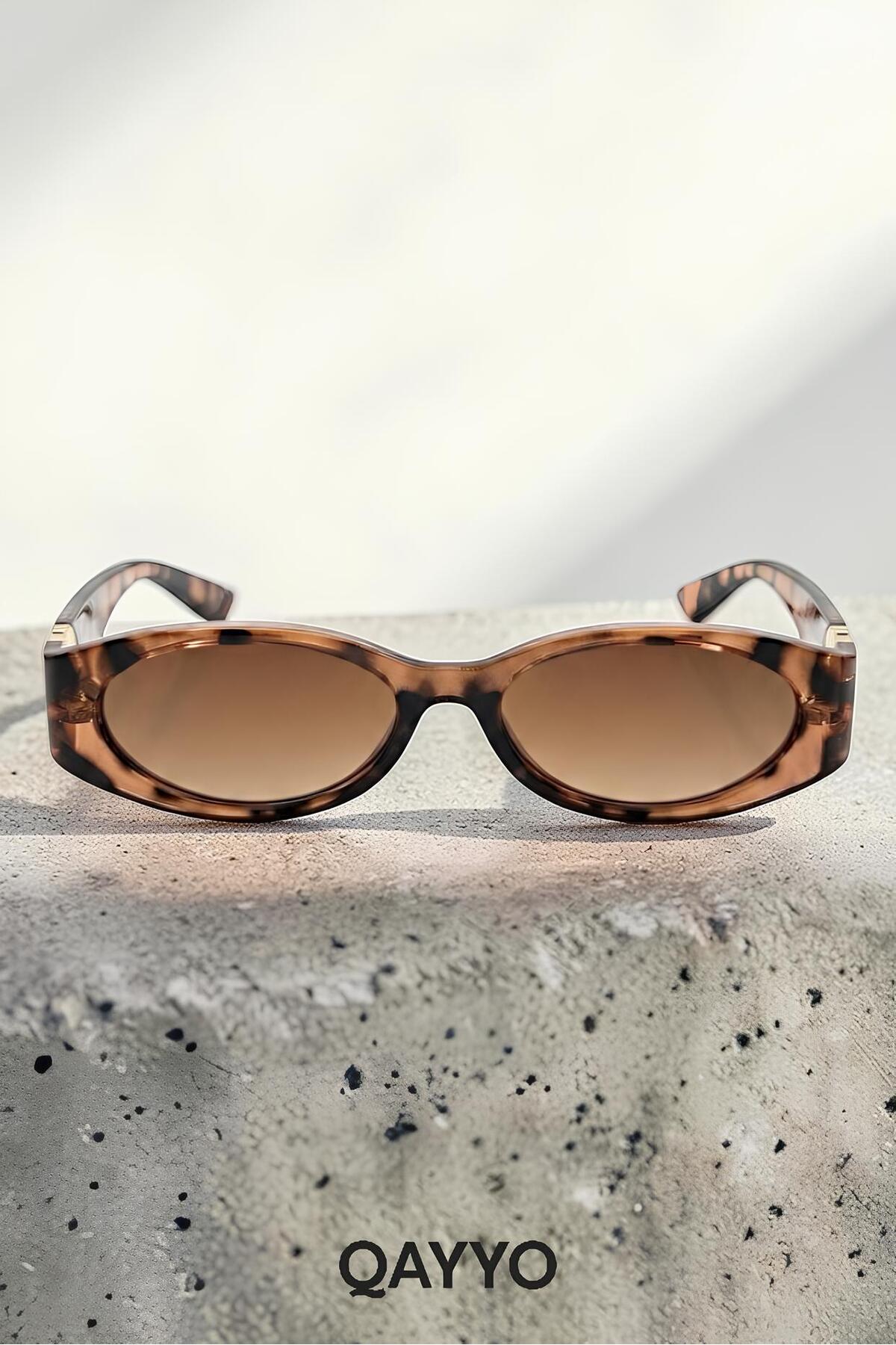 QAYYO Accessories Geran Leopar Kahverengi Uv400 Korumalı Ultra Hafif Kadın Güneş Gözlüğü - Görsel 3