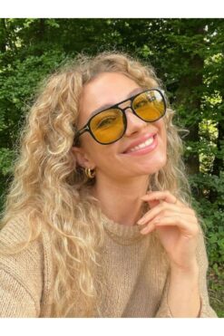 funeyes Harvey Siyah Unisex Çift Köprülü Aksesuarlı Güneş Gözlüğü Erkek Kadın Gözlük