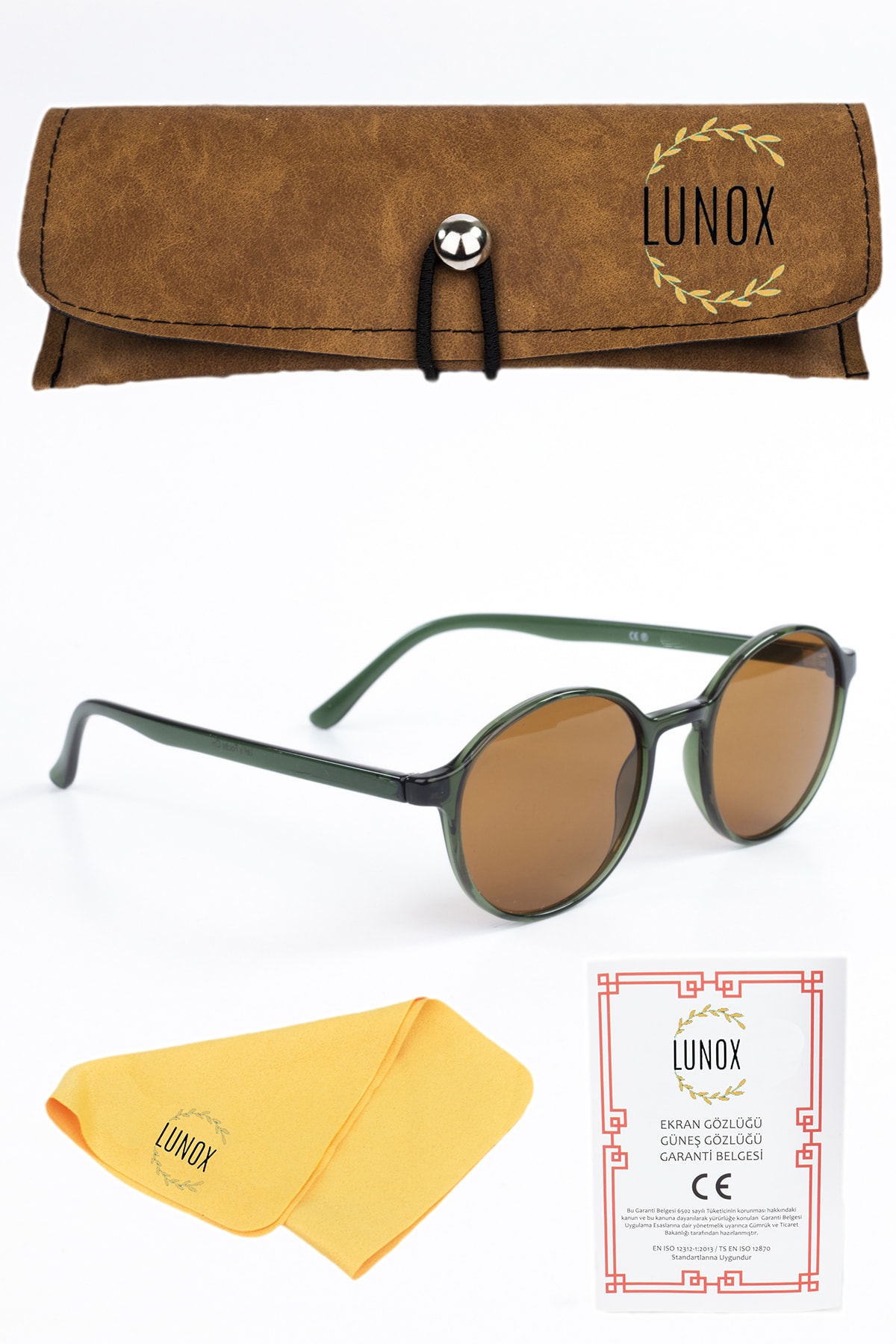 LUNOX Floki Yeşil-kahve Kemik Unısex Güneş Gözlüğü